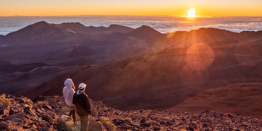 couple looking at the mountain and ocean view